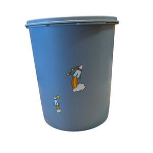 Vintage Tupperware  Canister Country Blue Rockets 807-7 7" tall Made in USA‎